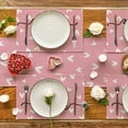 thumbnail image 4 of mubwai Pink Love Hearts Placemats Set of 4, 12x18 Inch Seasonal Table Mats for Party Kitchen Dining Decoration, 4 of 7