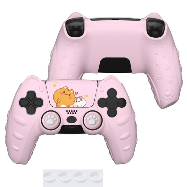Silicone Protective Cover for PS5 Game Controller, Soft, Comfortable, Cartoon and Cute, with Joystick Cap and Sticker Joystick Ring Accessories