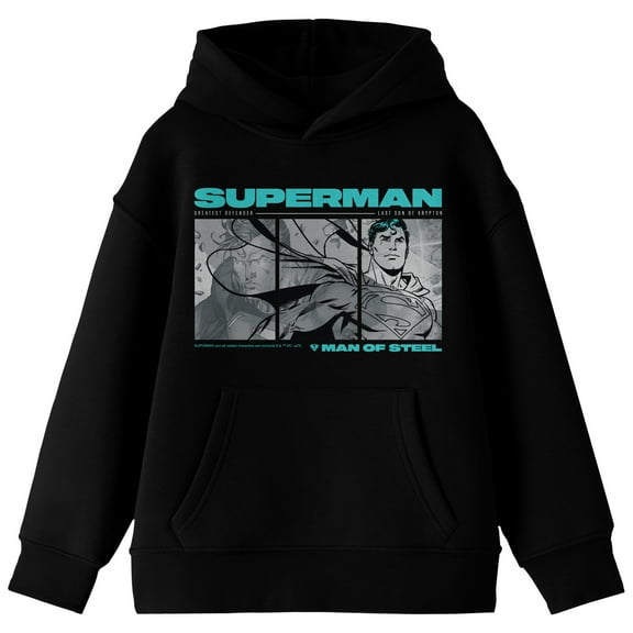 Superman Last Son Of Krypton Long Sleeve Youth Black Hooded Sweatshirt-Medium