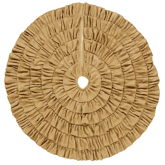 VHC Brands Burlap Natural Ruffled Tree Skirt 48