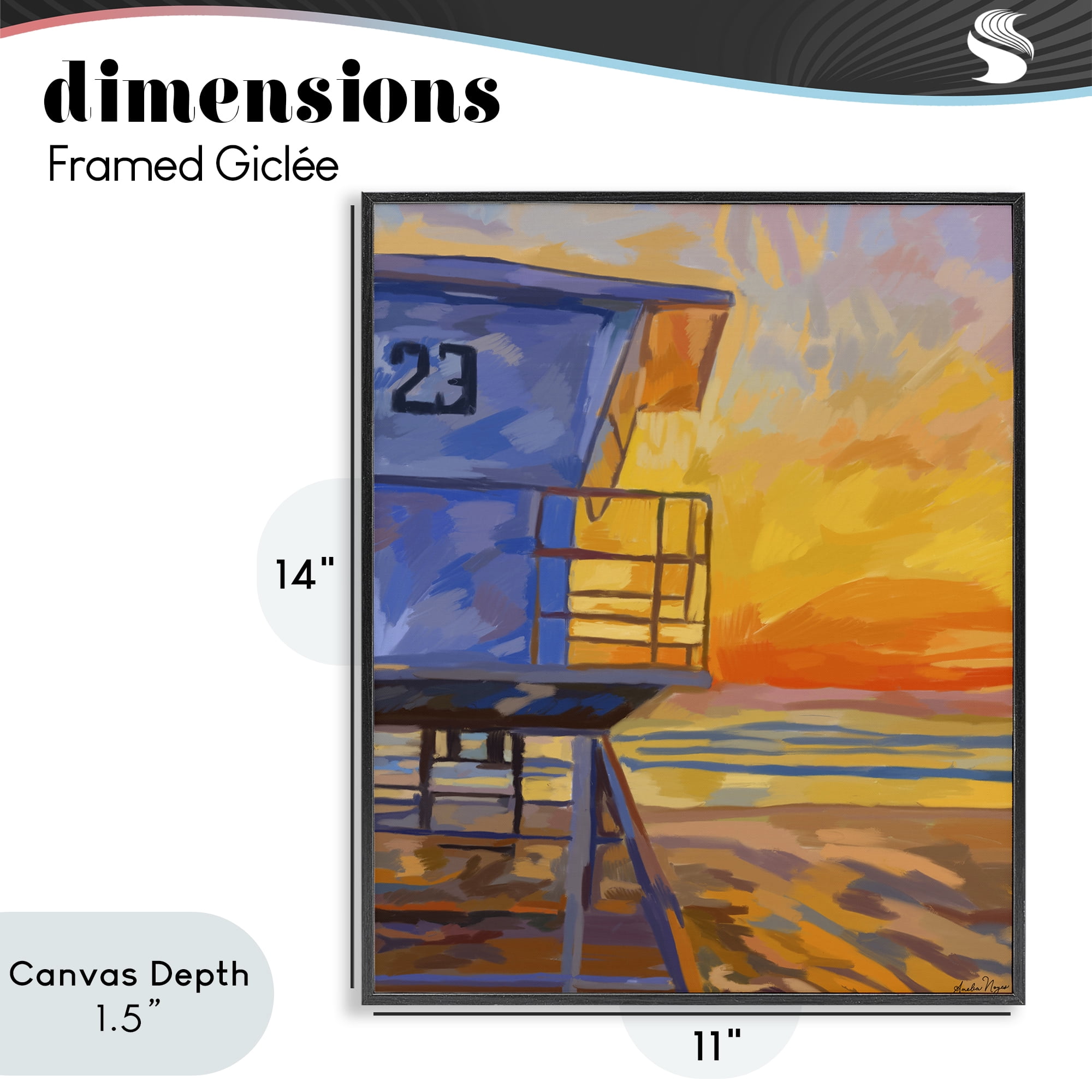 Stupell Industries Lifeguard Stand Sunset Black Framed Giclee Art, design by Amelia Noyes