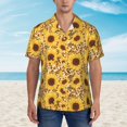 thumbnail image 2 of Fotbe Abstract Leopard Print Sunflower Hawaiian Shirt for Men Unisex Summer Beach Casual Short Sleeve Cotton Linen Button Down Shirts-Small, 2 of 5