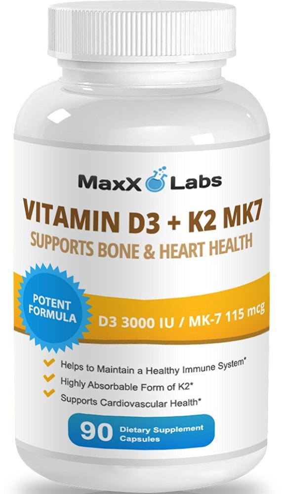 Vitamin D3 K2 Mk 7 Supplements â New â Full 3000 Iu Per Capsule Plus 115mcg Mk7 From Natto Natural Effective Vitamin K2 Supports Bone And