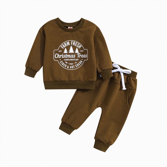 Toddler Baby Boys Girls Outfits Girl Autumn Winter Round Neck Long Sleeve Drawstring Pants 6 9 12 18 24 Months Everyday Outfit Set 2Pcs