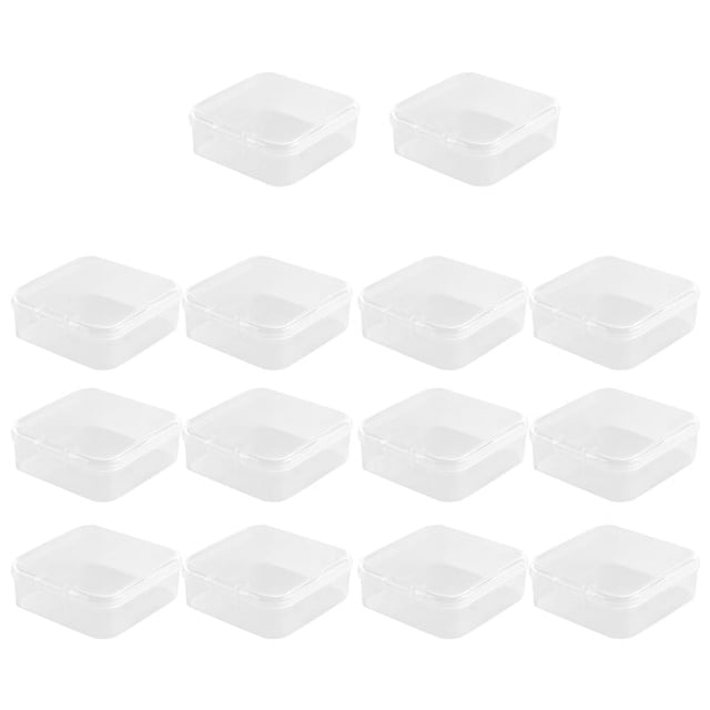 Caja de almacenamiento de cuentas de plástico transparente con tapa con bisagras para artículos pequeños, paquete de 40 (5,6 x 5,6 x 2,5 cm)