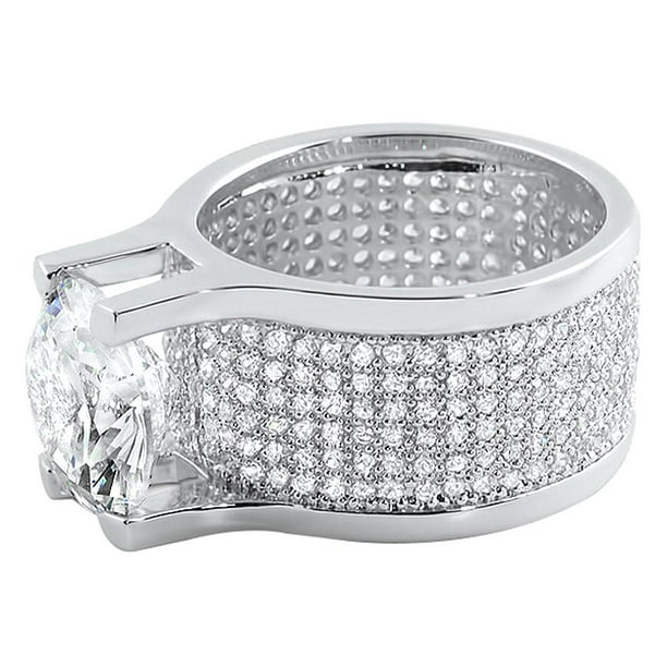 Verbazing kapitalisme Meerdere 360 Mens Iced Out Ring w/ 20ct Solitaire - Walmart.com