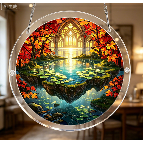 Acrylic Puzzles Suncatcher Window Hanging, Sun Catcher Acrylic Puzzles Garden Decoration for Women Men Mom Birthday Gift Home Decor
