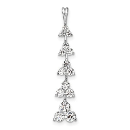 Auriga Mother s Day Gift 14K White Gold LG Diamond Five 3-Stone Clusters Pendant for Women