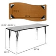 thumbnail image 5 of Flash Furniture 26 inchw x 60 inchl Rectangular Wave Flexible Collaborative Grey Thermal Laminate Activity Table, Seating Capacity: 4, Gray, 5 of 11