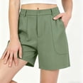 thumbnail image 5 of hoksml Women's Chino Shorts - Mid Rise Button Closure with Large Pockets, Casual Everyday Shorts, 5 of 6