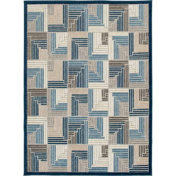 Loomaknoti Fortune Nevil 6' x 9' Blue Geometric Indoor/Outdoor Area Rug
