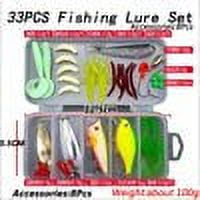 33pcs Fishing Lures Kit for Freshwater Bait Tackle Kit for Bass Trout Salmon Fishing Accessories Tackle Box Including Spoon Lures Soft Plastic Worms Crankbait Jigs Fishing Hooks