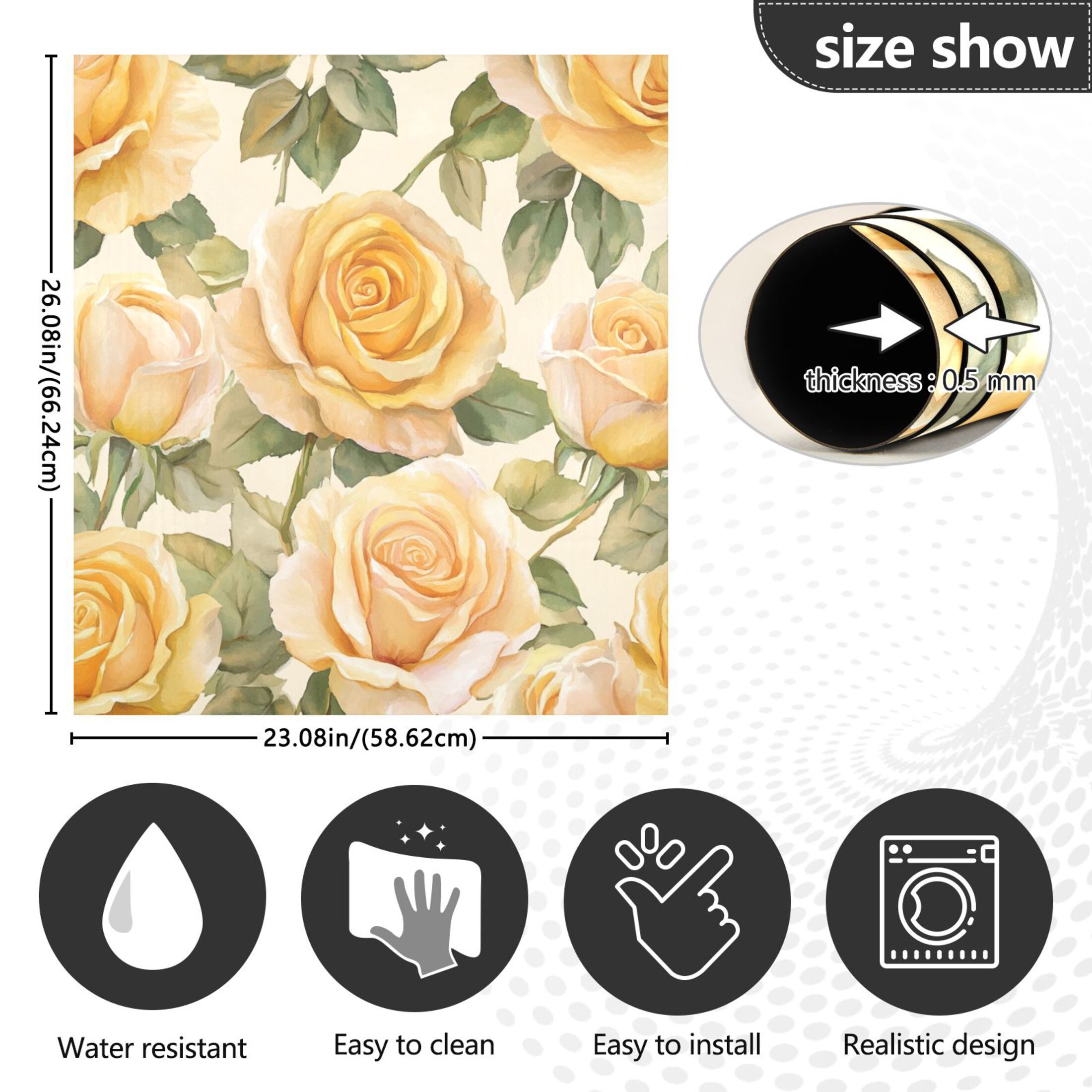 Dishwasher Magnetic Sticker 23x26 Inch Refrigerator Magnetic Sticker Washing Machine Magnetic Sticker Kitchen Panel Magnetic Sticker Home Decor Cartoon Gold Roses