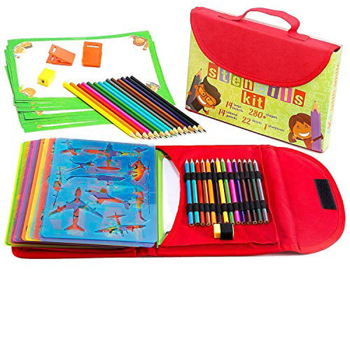 Mimtom Drawing Stencil Kit for Kids 51 PC Art Set With 270 Shapes Sketch  Pad for sale online
