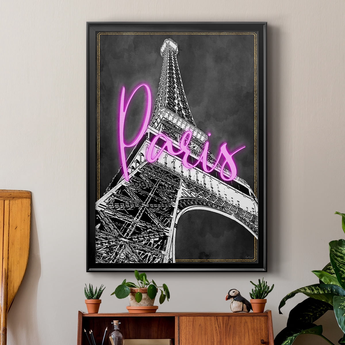 Neon Nights In Paris Premium Classic Framed Print - Ready to Hang