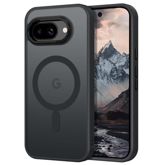 DOMAVER Google Pixel 9a Case 6.3", Magnetic MagSafe Compatible, Slim Shockproof Protective Cover, Translucent Matte, Black