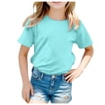 thumbnail image 5 of AWZXDE Girls Short Sleeve Graphic Tee with Pencil & Letter Print Casual Crewneck Tops for Toddler Kids Comfortable Everyday Shirt Light Blue,3-4 Years, 5 of 7