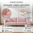 thumbnail image 4 of 87.2 inch Mid-Century Modern 3-Seater Linen Fabric Couch with Vertical Channel Tufting and 2 Pillows,Pink, 4 of 15