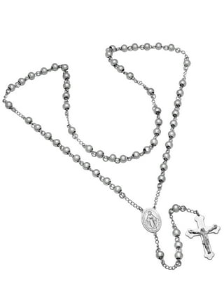 Silver Rosary Necklace Men