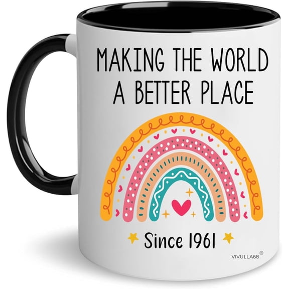 Vivulla68 65th Birthday Mug 11oz - 65th Birthday Gifts for Women & Men - 65 Year Old Birthday Gifts Ideas for Him, Her, Woman, Man - Turning Age 65 - Happy 1961 Gifts Present Coffee Cup