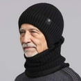 thumbnail image 4 of AWZXDE Winter Hats For Men Thick Lined Knit Hat And Scarf Set Neck Warmer For Older Men Warm Cap Black, 4 of 5