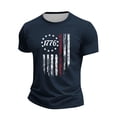 thumbnail image 4 of 250th Anniversary American Shirts for Men Fourth Of July American Flag Print Crew Neck Short Sleeve Shirts Muscle Classic Fit Daily Wear Workout Tees, Navy, #01 Navy, 4 of 5