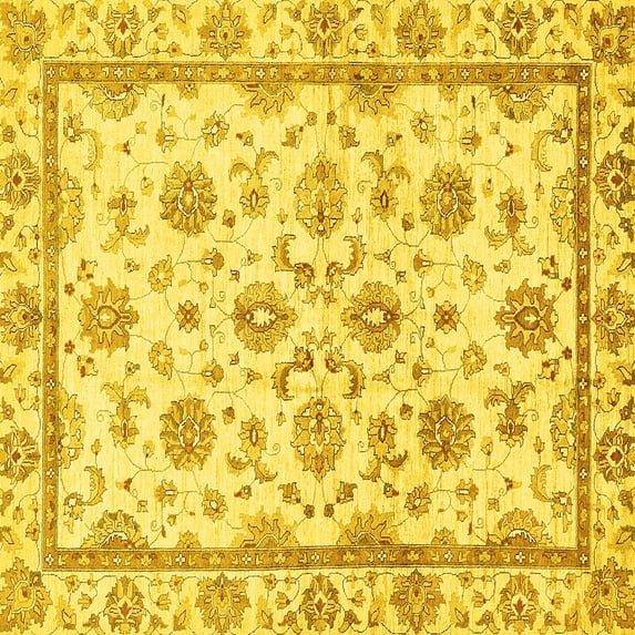 Ahgly Company Indoor Square Oriental Yellow Traditional Area Rugs, 4' Square