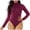Wine, variant on Fesfesfes Jumpsuit for Women Solid Color Turtleneck Long-Sleeved Skinny Slim Jumpsuit