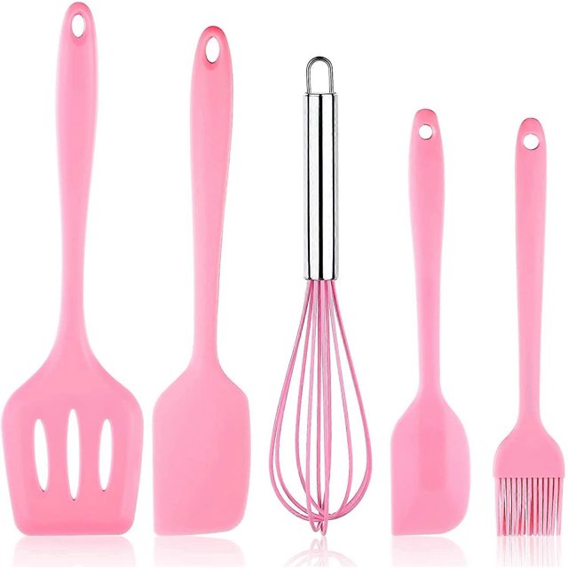 CHAO Espátula de silicona, espátulas 5 en 1 de silicona resistentes al calor, juego de utensilios de cocina de silicona antiadherentes, utensilios de cocina para cocinar, hornear y mezclar