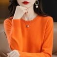 thumbnail image 6 of Gyexs Oversized Sweaters for Women Casual Classic Soft Loose Fit Basic Pullover Knit Loose Thin Fall Winter Sweater Blouse Halloween Sweater, Orange, Size XXL, 6 of 8