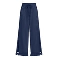 thumbnail image 5 of GUACER Womens Linen Wide Leg Pants Drawstring with Tassels & Pockets Palazzo Trousers for Beach & Casual Wear, 5 of 6