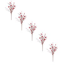 XJGHHSY Valentines Day Decorations Floral Picks Stems - 5 Pcs,18 inch Artificial Red Berry Heart Shaped Branches Gift for Wedding Home Vase Decor,Red