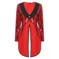 thumbnail image 5 of iixpin Women's Sequin Steampunk Tail Coat Ringmaster Cosplay Circus Show Blazer Jacket Party Wear Red M, 5 of 7