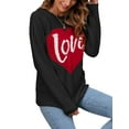 thumbnail image 2 of Arvbitana Valentine's Day Sweater Pullover for Women Long Sleeve Crewneck Cute Love Heart Print Knitted Tops Casual Loose Ribbed Jumper, 2 of 6