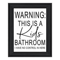 Trendy Decor 4U "Kid's Bathroom" Framed Wall Art, Modern Home Décor Black Framed Print for Living Room, Bedroom & Farmhouse Wall Decoration by Lettered & Lined 15"x19"