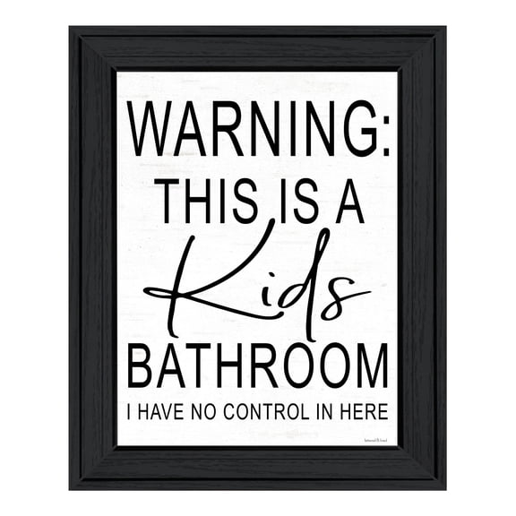 Trendy Decor 4U "Kid's Bathroom" Framed Wall Art, Modern Home Décor Black Framed Print for Living Room, Bedroom & Farmhouse Wall Decoration by Lettered & Lined 15"x19"