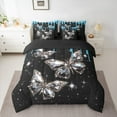 thumbnail image 2 of Castle Fairy Bling Crystal Butterfly 7Pcs Bedding Comforter Set for Girls Women Teens,Dreamy Princess Queen Bedding Sets Super Cozy,Black Blue Queen Sheet Sets,Super Cozy Room Decor, 2 of 8