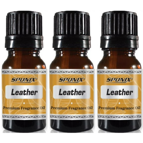 Leather Fragrance Oil 10 ml / 0.33 oz - 100% Pure by Sponix Made in USA Pack of 3