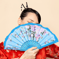 thumbnail image 5 of Byfri 6 Pack Lace Design Vintage Chinese Folding Hand Fans Elegant Handheld Fans for Weddings Parties 42x24cm, 5 of 7