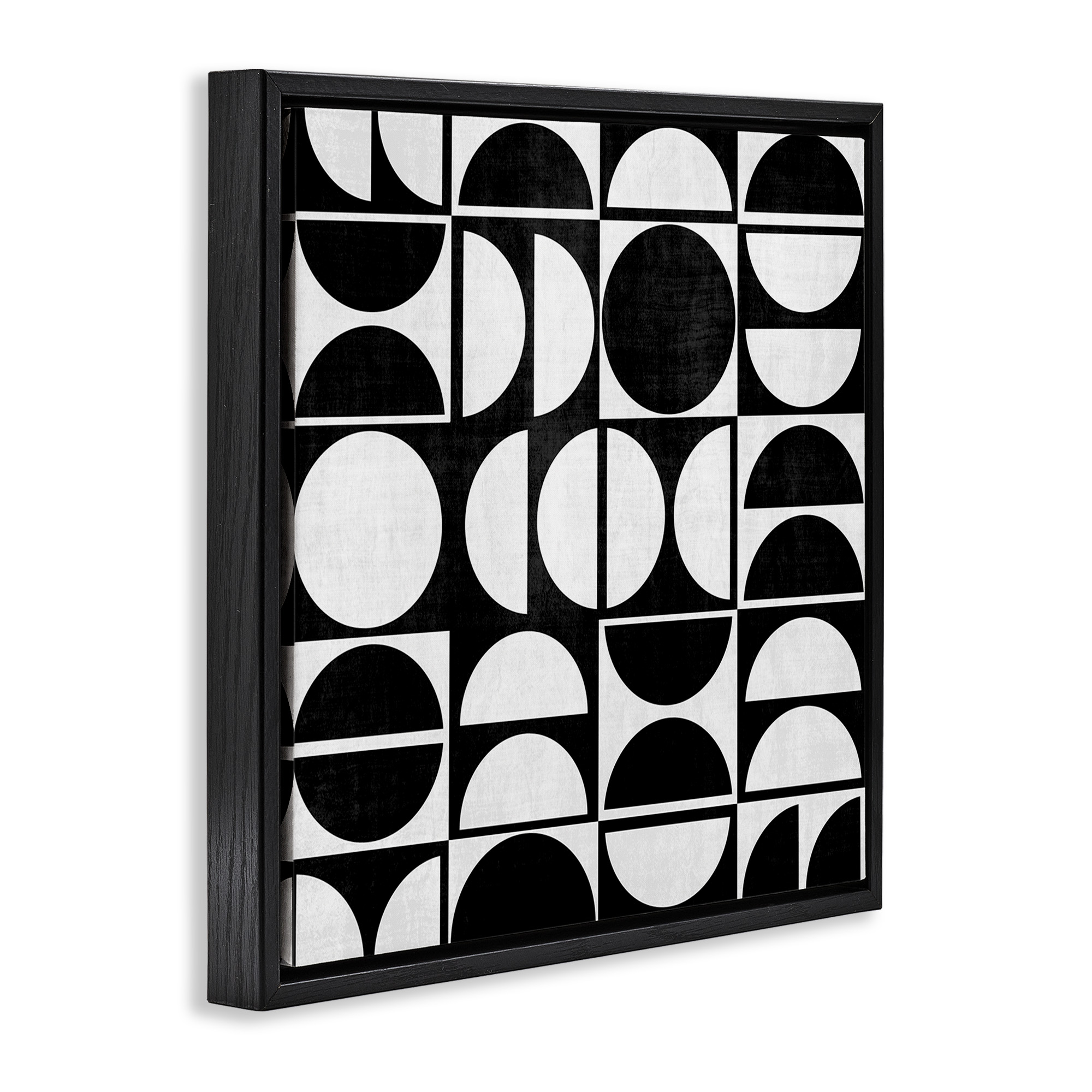 Stupell Industries Black & White Arch Pattern Abstract Painting Black Floater Framed Canvas Art Print Wall Art, 25 x 25
