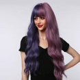 thumbnail image 3 of Pelucas sintéticas de 28 pulgadas de largo ondulado Mixd púrpura azul/rosa degradado con flequillo para mujeres Halloween Cosplay uso en fiestas, 3 of 5