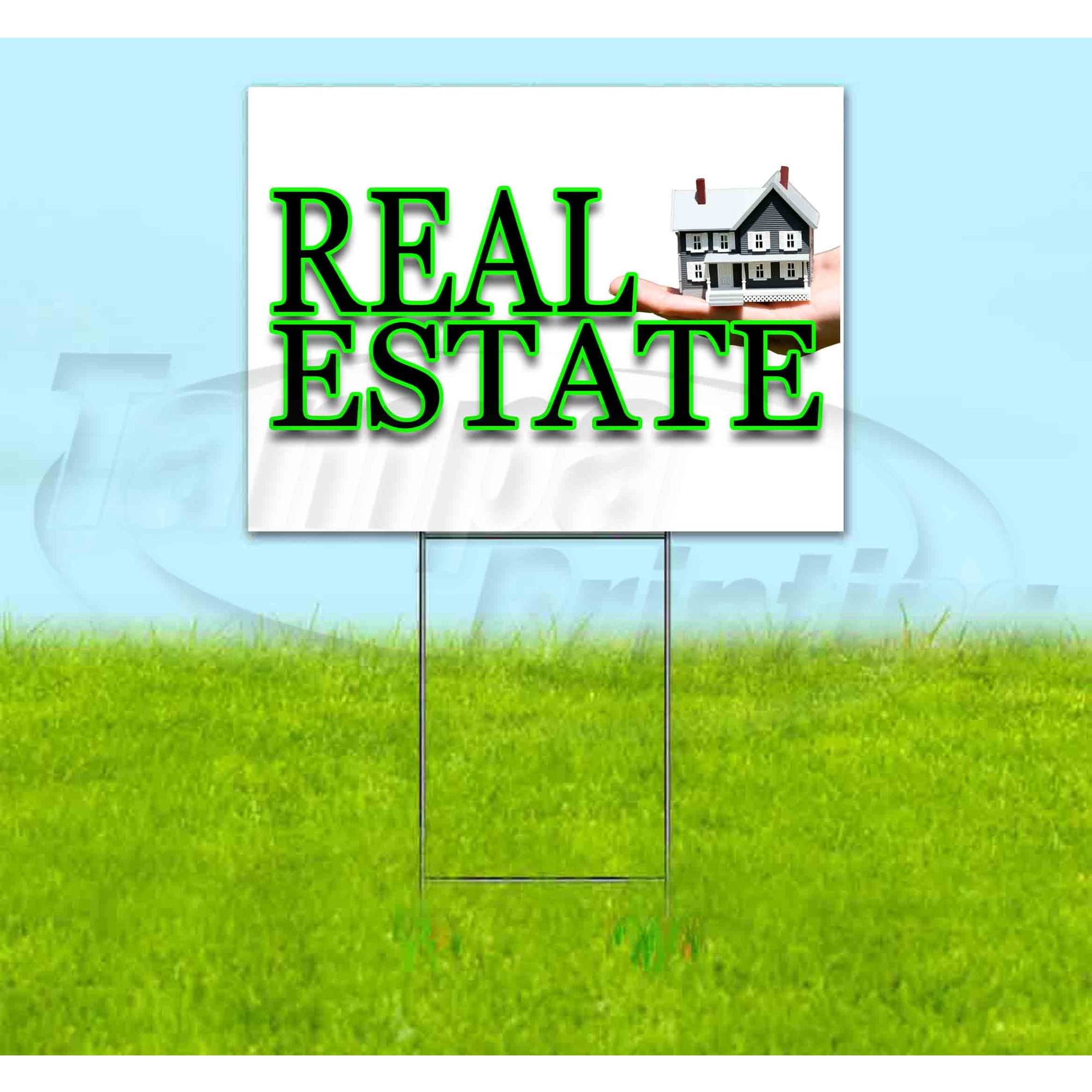 Real Estate (18 x 24 ) Yard Sign Includes Metal Step Stake