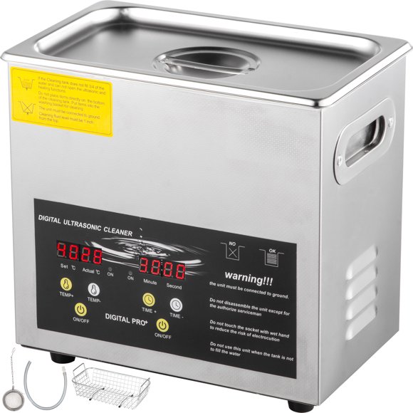 VEVOR 3L Upgraded Ultrasonic Cleaner (200W Heater,120W Ultrasonic) Professional Digital Lab Ultrasonic Parts Cleaner with Heater Timer for Jewelry Glasses Parts Cleaning