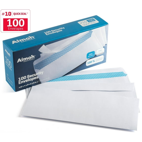 #10 Security Tinted Self‐Seal Windowless Envelopes ‐ 4‐1/8 x 9‐1/2 - 100 Count (34100)