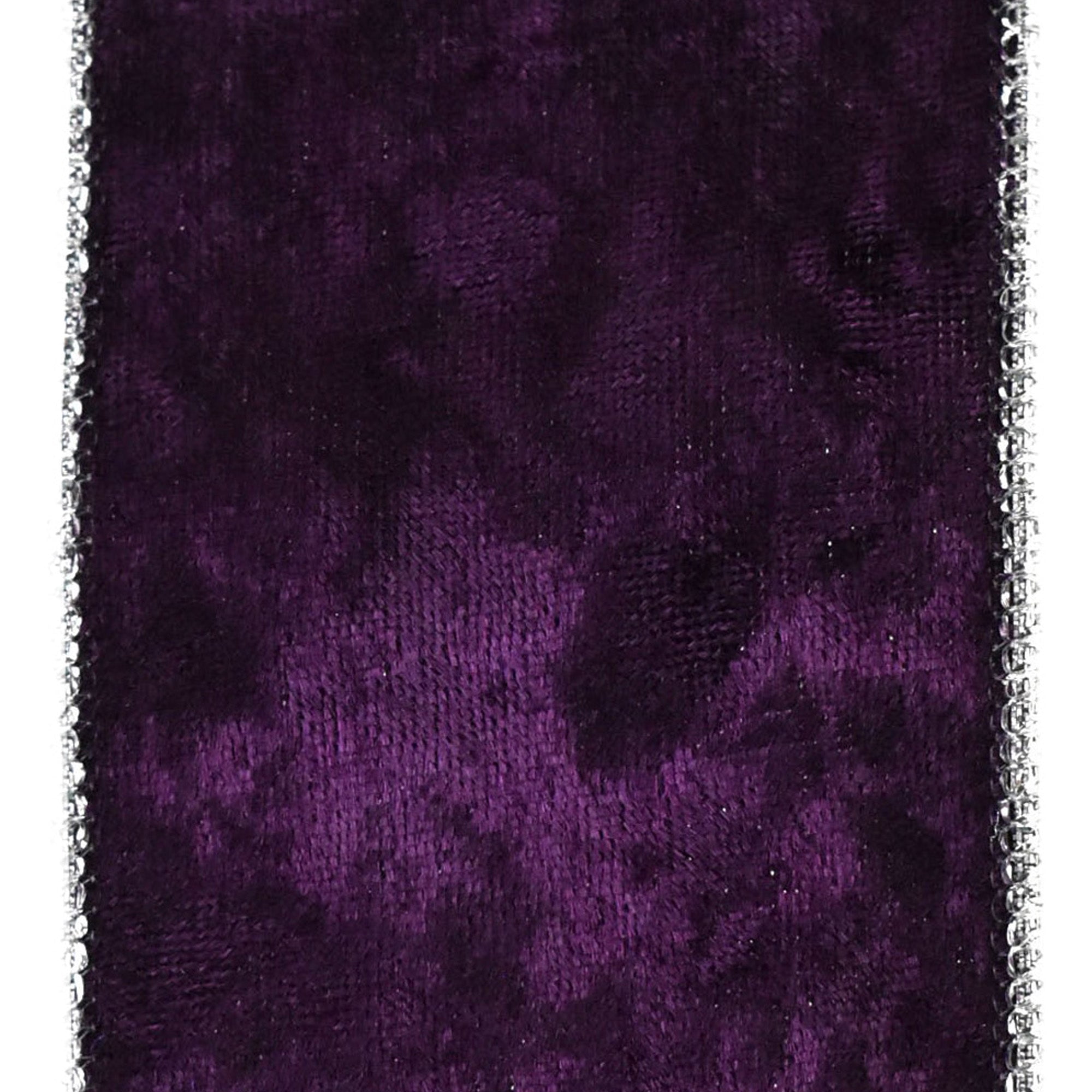 Christmas Velvet and Metallic Back Wired Ribbon, 2-1/2-Inch 10-Yard - Plum/Silver