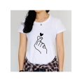 thumbnail image 1 of Camiseta de cuello redondo estilo vintage, 100 % algodón, largo regular, con estampado geométrico de corazones, ideal para verano, ropa ligera | Top con estampado geométrico | Camiseta con acabado bri, 1 of 6