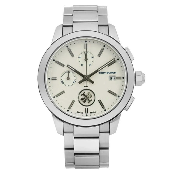 Pre-Owned Tory Burch Collins Cream Dial Chronograph Steel Quartz Ladies Watch TB1252 (Good)