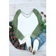 thumbnail image 4 of ABPHQTO Top de mujer de manga larga de malla de patchwork colorblock verde, 4 of 5