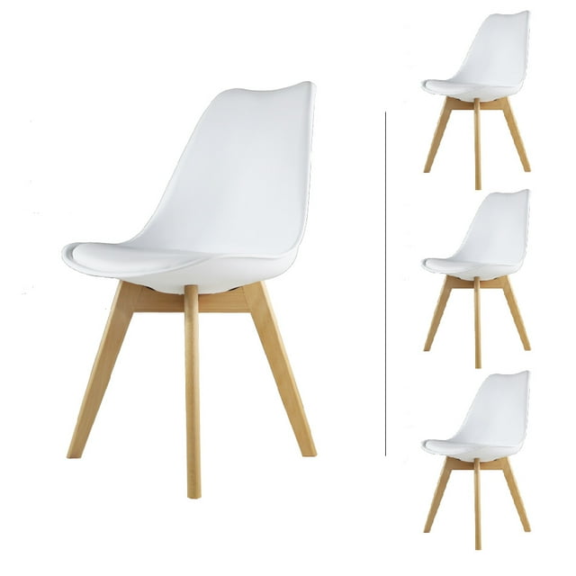Set de 4 Sillas de Comedor Acojinadas Frankfurt Blanco Mundo In Casa