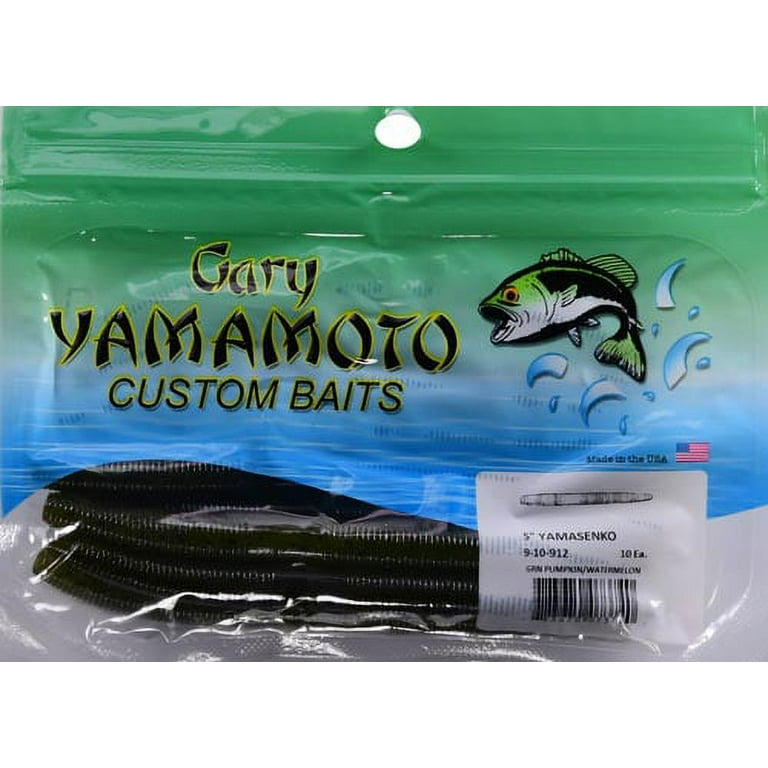 Gary Yamamoto Custom Baits 5 Senko Rubber Worm Fishing Lure, Watermelon Green  Pumpkin 